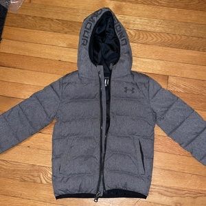Boys Under Armour Pronto Puffer Coat with Hood Gray sz 5